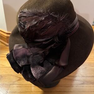 Elegant Brown Feathered Hat